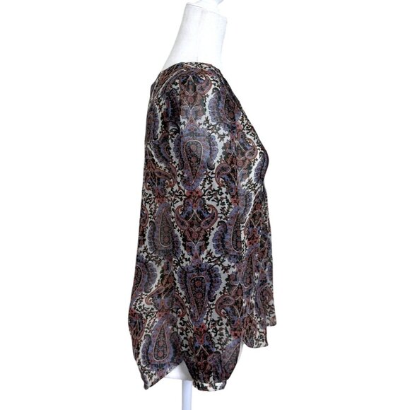 Veronica Beard Lowell Blouse Paisley Top V-Neck 3/4 Sleeves Womens Size 00 - Picture 4 of 9